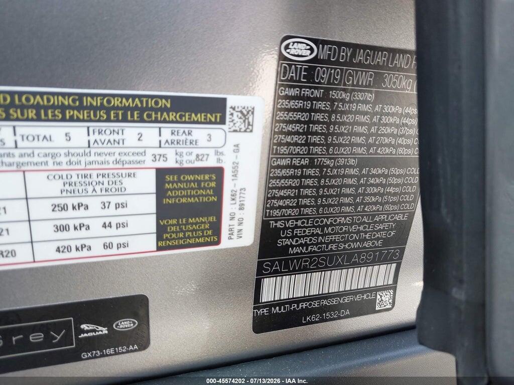 SALWR2SUXLA891773 2020 LAND ROVER RANGE ROVER SPORT photo no. 9