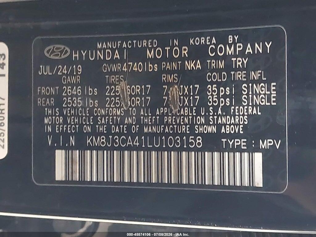 KM8J3CA41LU103158 2020 HYUNDAI TUCSON photo no. 9