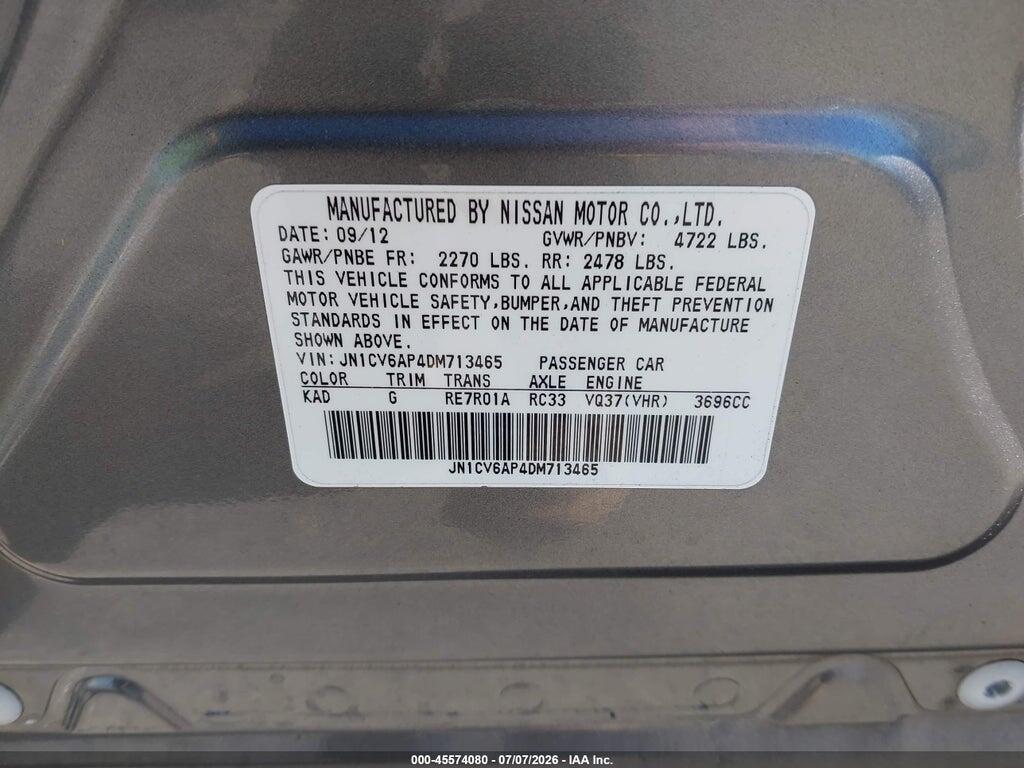 JN1CV6AP4DM713465 2013 INFINITI G37 photo no. 9