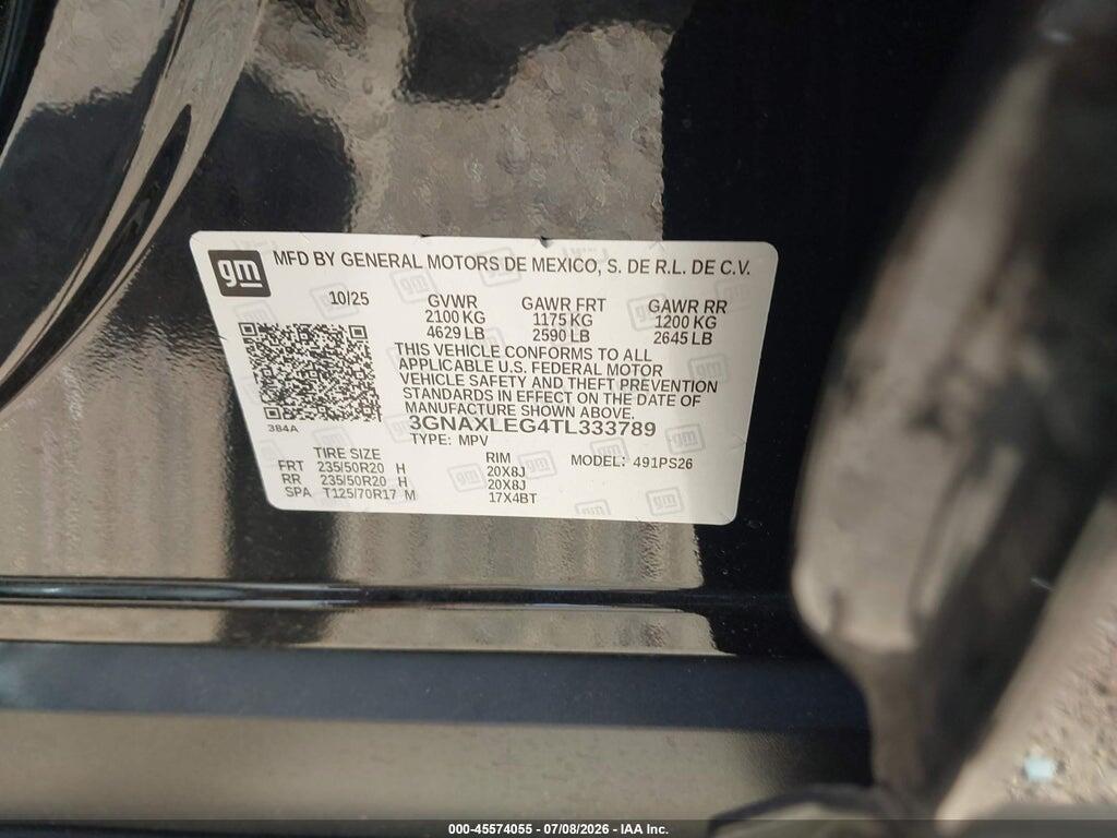 3GNAXLEG4TL333789 2026 CHEVROLET EQUINOX photo no. 9