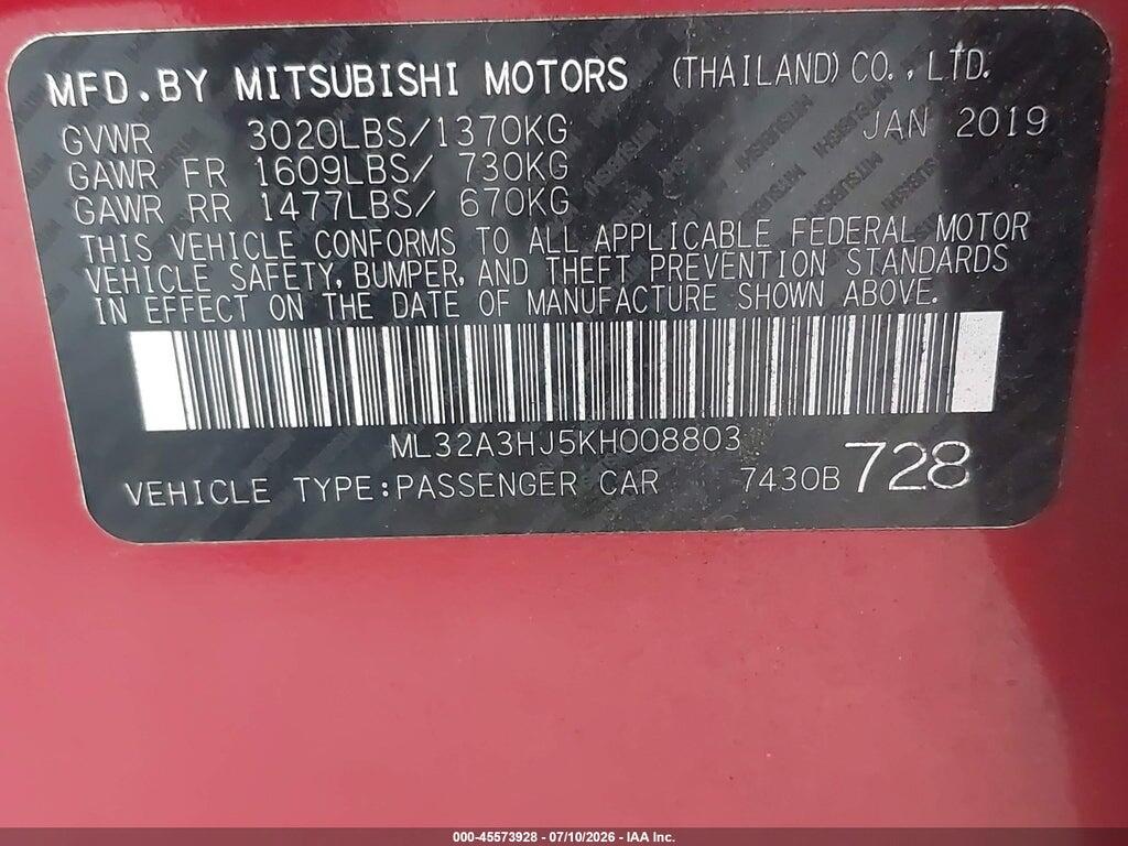 ML32A3HJ5KH008803 2019 MITSUBISHI MIRAGE photo no. 9