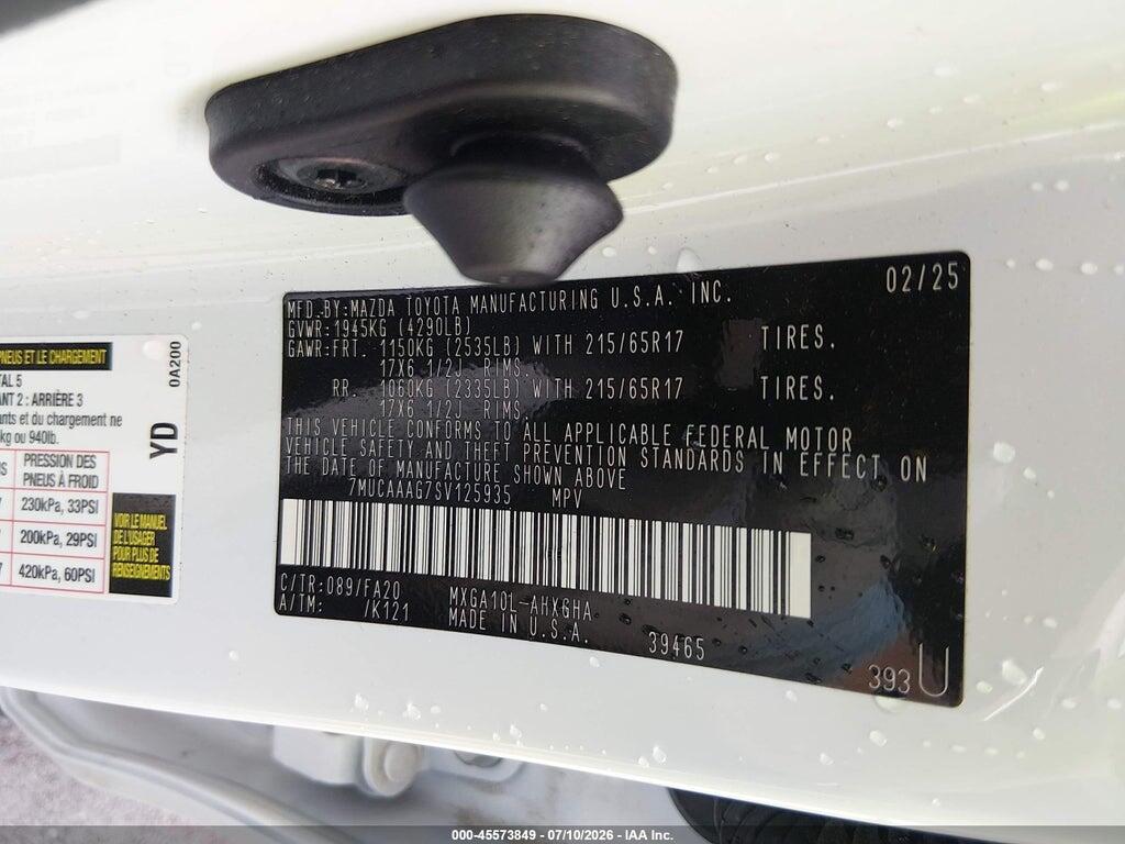 7MUCAAAG7SV125935 2025 TOYOTA COROLLA CROSS photo no. 9