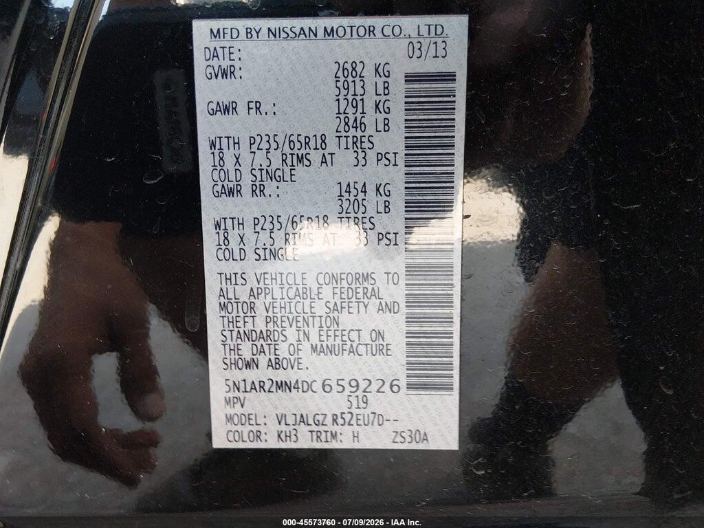 5N1AR2MN4DC659226 2013 NISSAN PATHFINDER photo no. 9