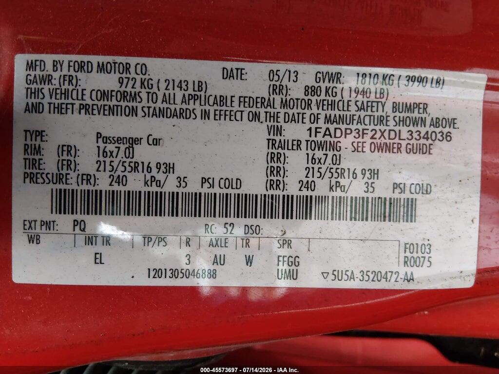 1FADP3F2XDL334036 2013 FORD FOCUS photo no. 9