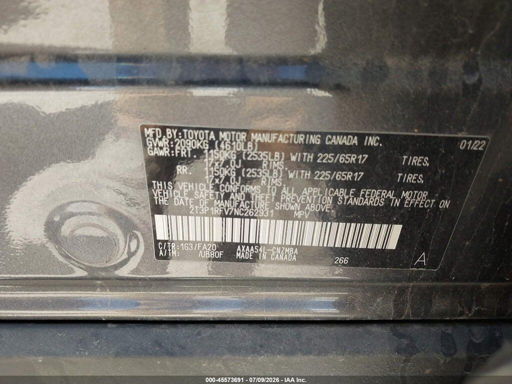 2T3P1RFV7NC262931 2022 TOYOTA RAV4 photo no. 9