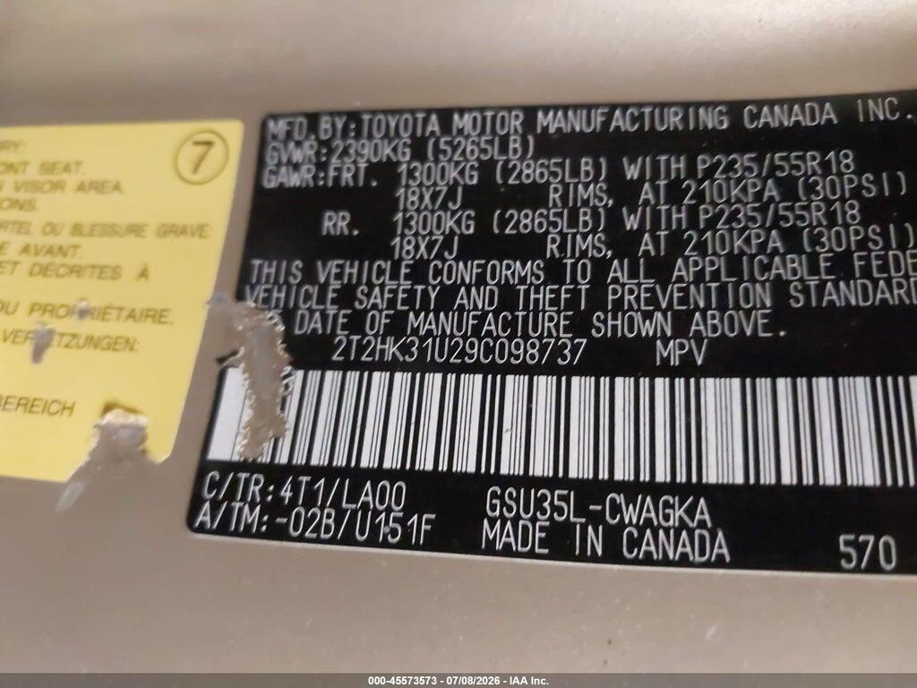 2T2HK31U29C098737 2009 LEXUS RX photo no. 9