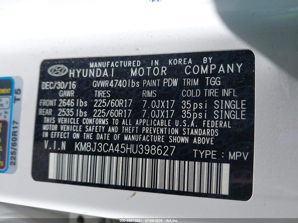 KM8J3CA45HU398627 2017 HYUNDAI TUCSON photo no. 9