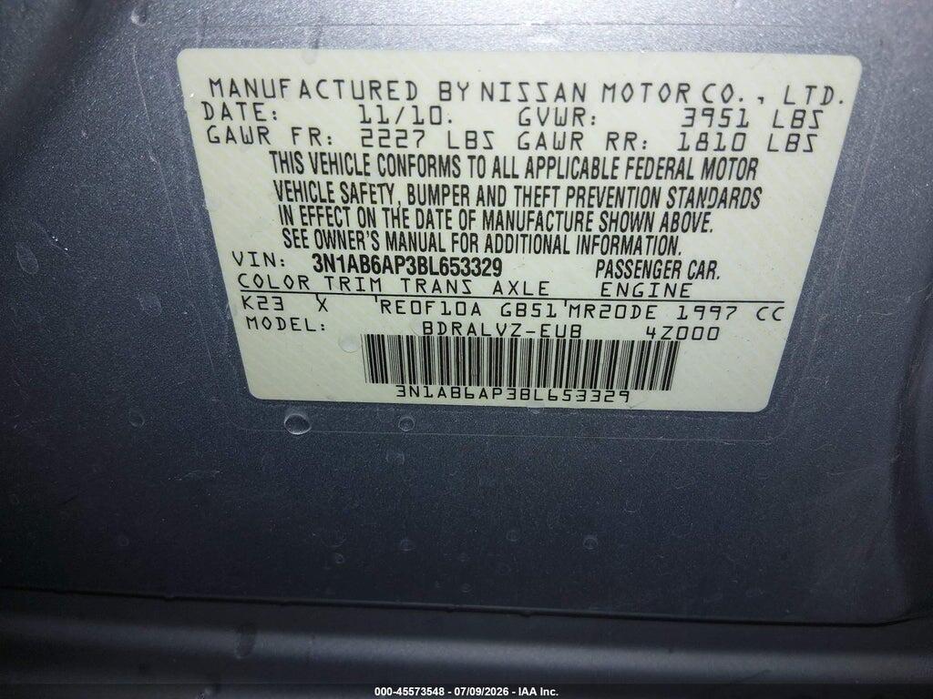 3N1AB6AP3BL653329 2011 NISSAN SENTRA photo no. 9
