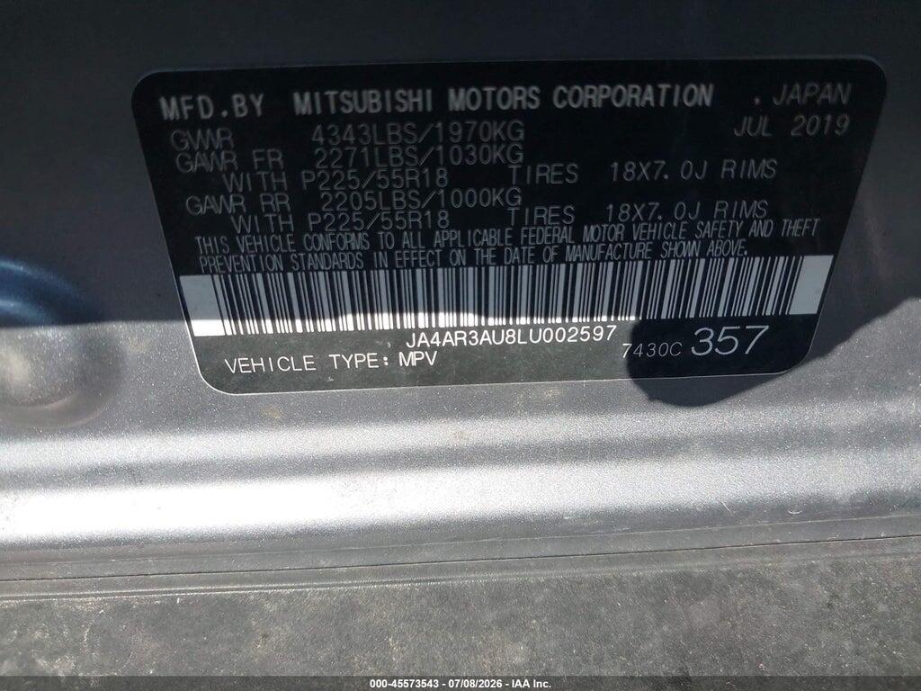 JA4AR3AU8LU002597 2020 MITSUBISHI OUTLANDER SPORT photo no. 9