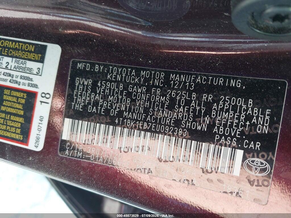 4T1BK1EB7EU092383 2014 TOYOTA AVALON photo no. 9