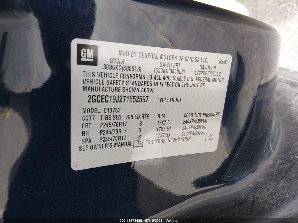 2GCEC19J271652597 2007 CHEVROLET SILVERADO 1500 photo no. 9