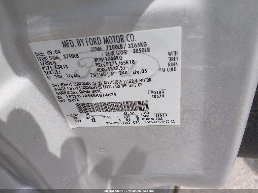 1FTPW14565KB74675 2005 FORD F-150 photo no. 9
