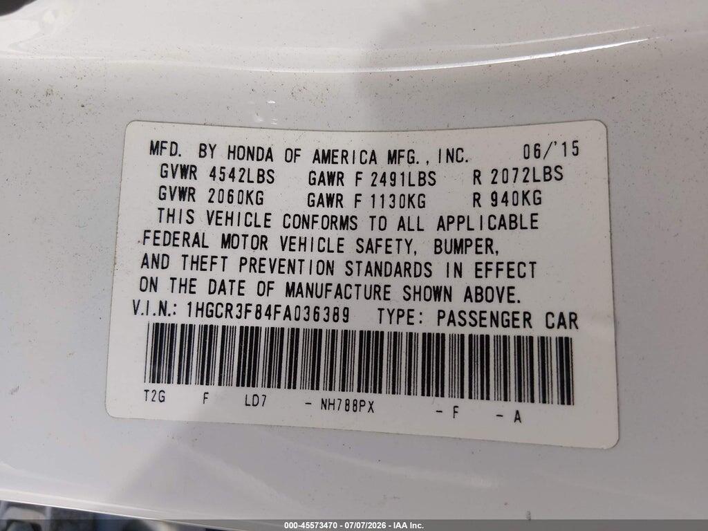1HGCR3F84FA036389 2015 HONDA ACCORD photo no. 9