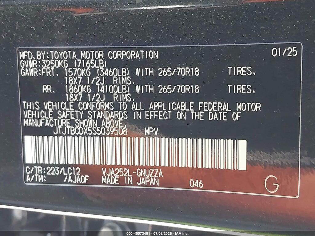 JTJTBCDX5S5039508 2025 LEXUS GX 550 photo no. 9