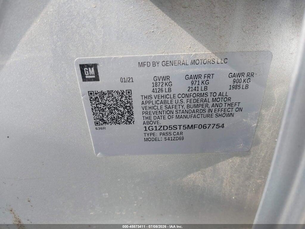 1G1ZD5ST5MF067754 2021 CHEVROLET MALIBU photo no. 9