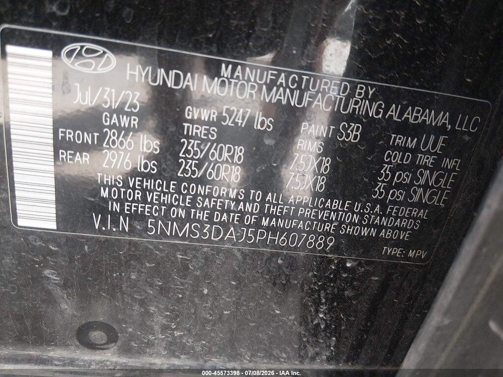 5NMS3DAJ5PH607889 2023 HYUNDAI SANTA FE photo no. 9
