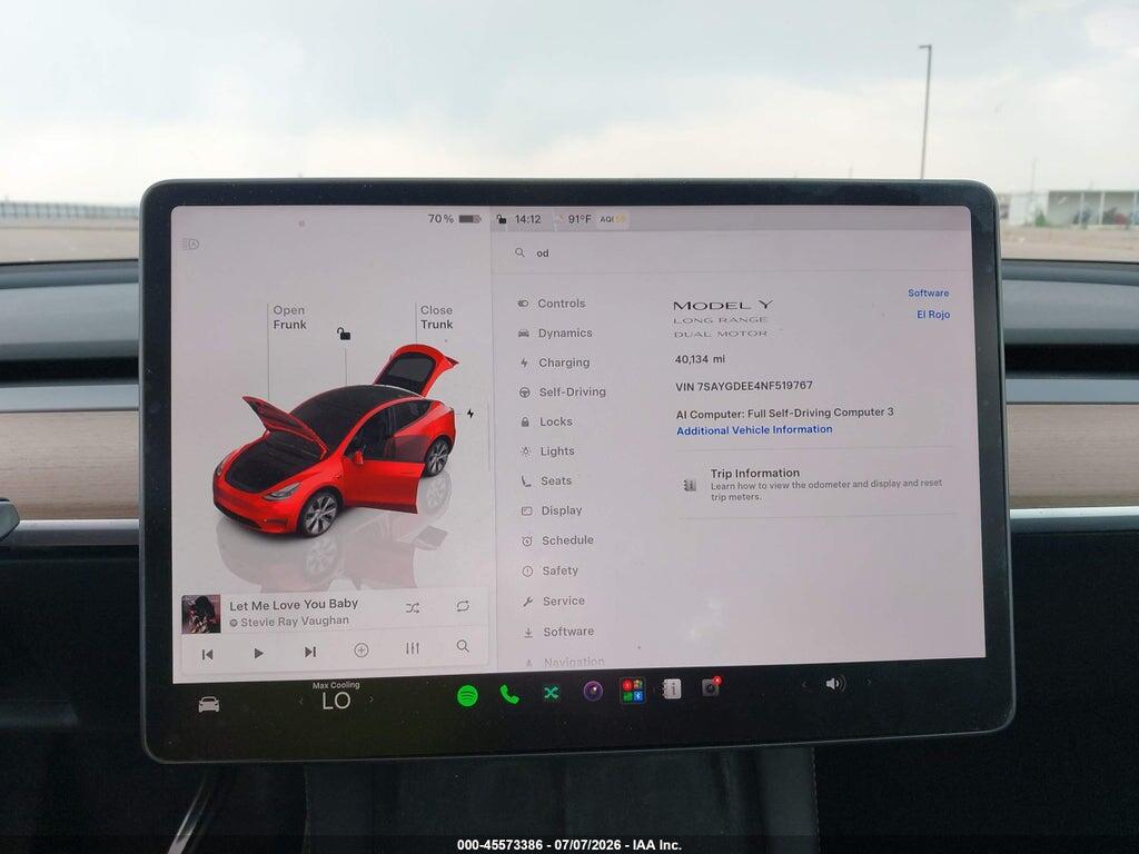 7SAYGDEE4NF519767 2022 TESLA MODEL Y photo no. 7