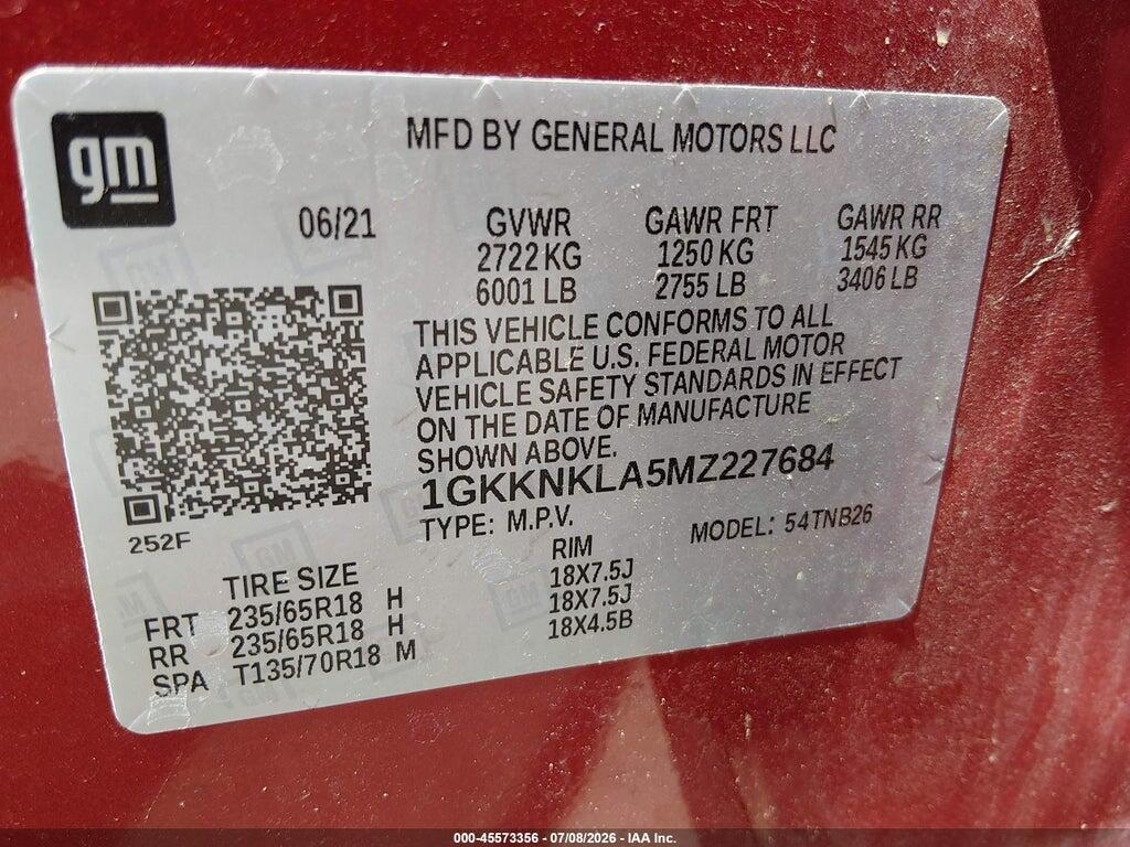 1GKKNKLA5MZ227684 2021 GMC ACADIA photo no. 9