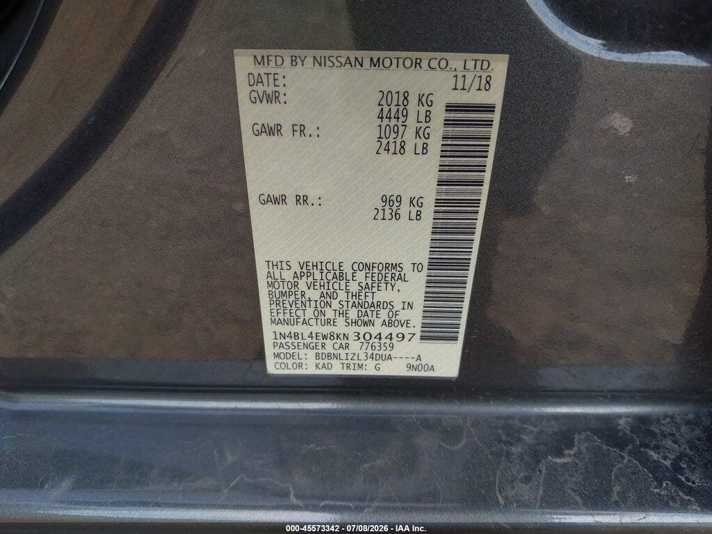 1N4BL4EW8KN304497 2019 NISSAN ALTIMA photo no. 9