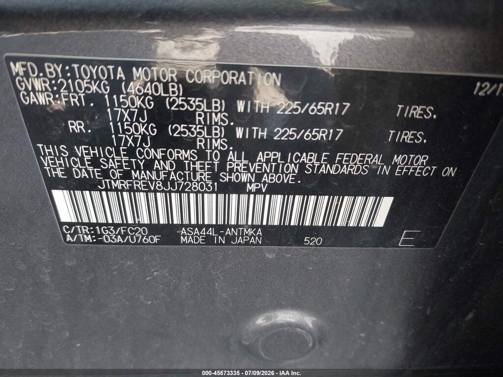JTMRFREV8JJ728031 2018 TOYOTA RAV4 photo no. 9