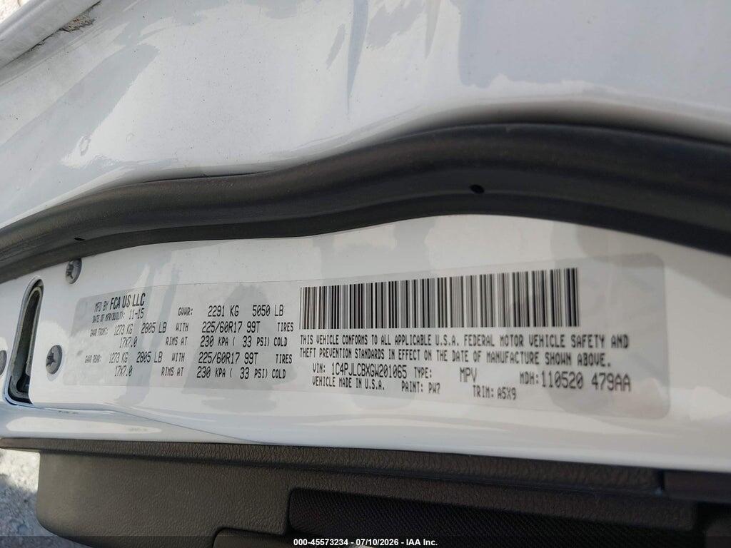 1C4PJLCBXGW201065 2016 JEEP CHEROKEE photo no. 9