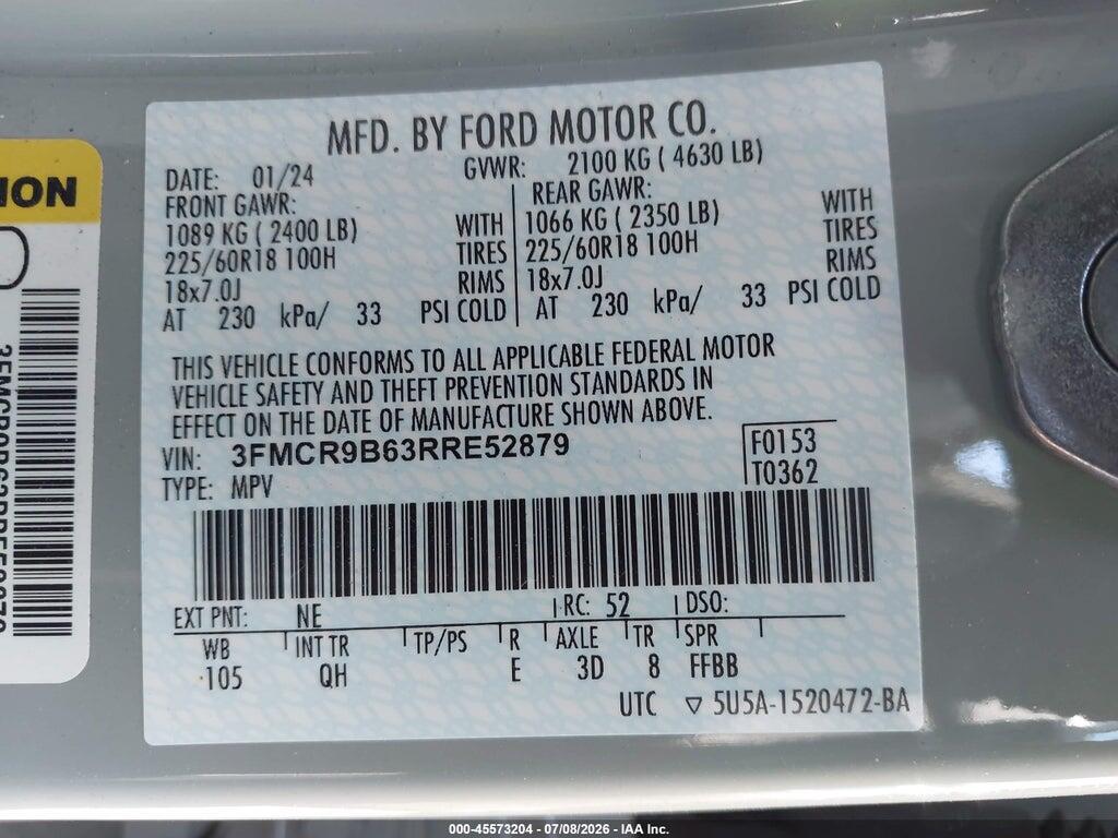 3FMCR9B63RRE52879 2024 FORD BRONCO SPORT photo no. 9