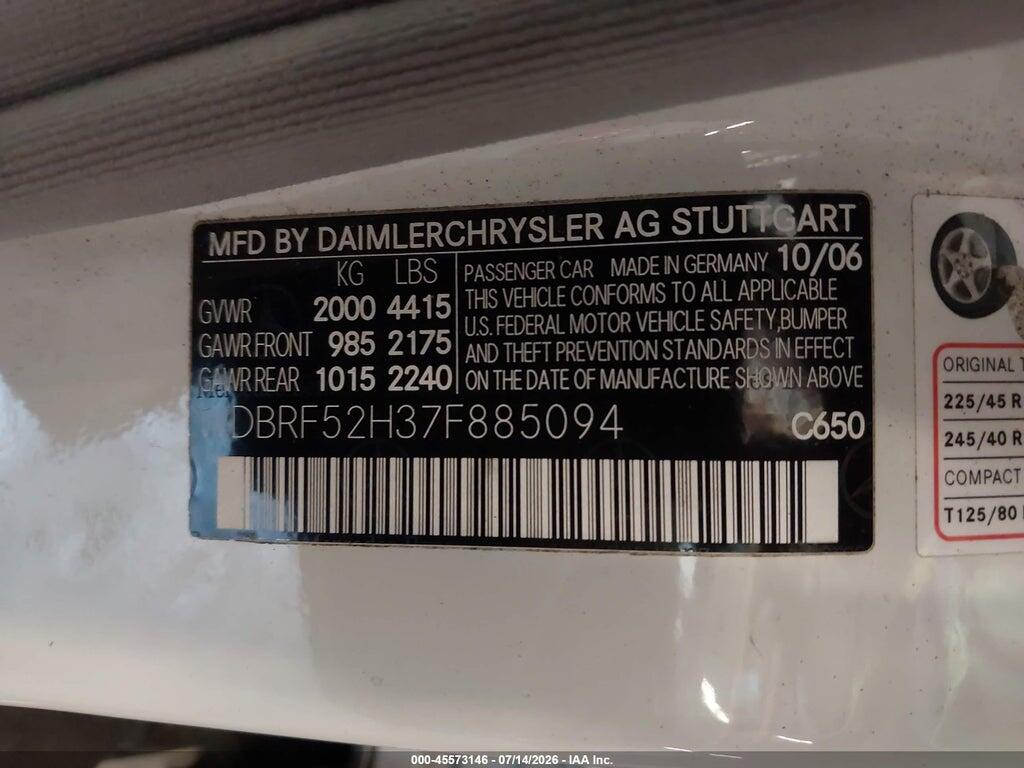 WDBRF52H37F885094 2007 MERCEDES-BENZ C 230 photo no. 9