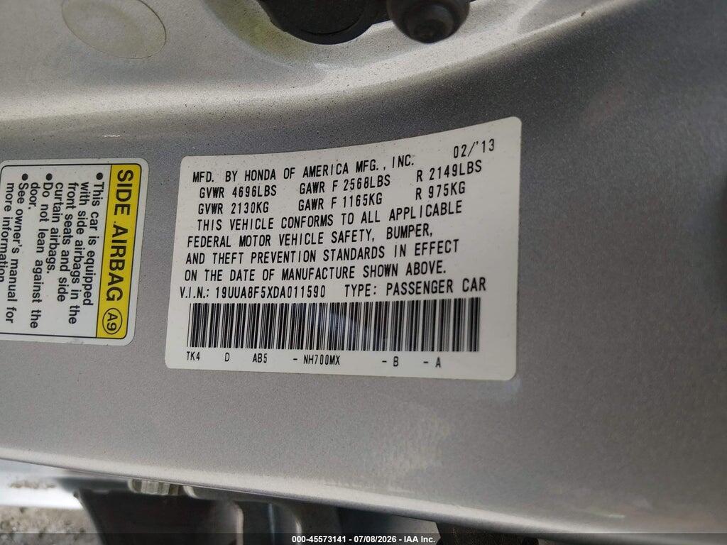 19UUA8F5XDA011590 2013 ACURA TL photo no. 9