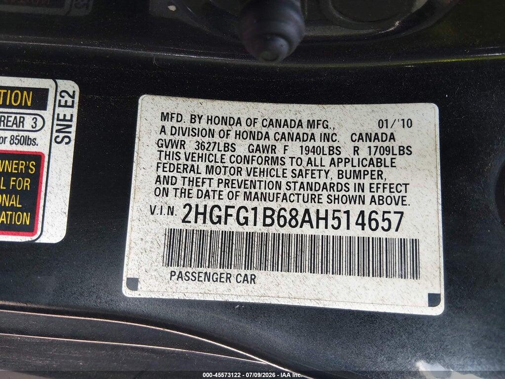 2HGFG1B68AH514657 2010 HONDA CIVIC photo no. 9
