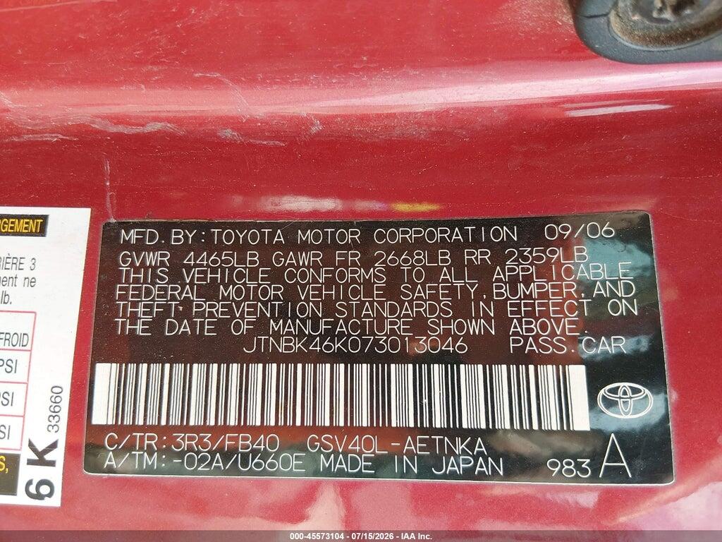 JTNBK46K073013046 2007 TOYOTA CAMRY photo no. 9