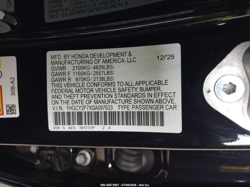 1HGCY2F7XSA097633 2025 HONDA ACCORD HYBRID photo no. 9