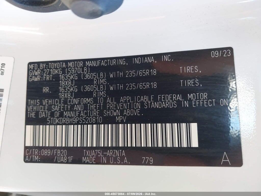 5TDKDRBH9PS520810 2023 TOYOTA HIGHLANDER photo no. 9