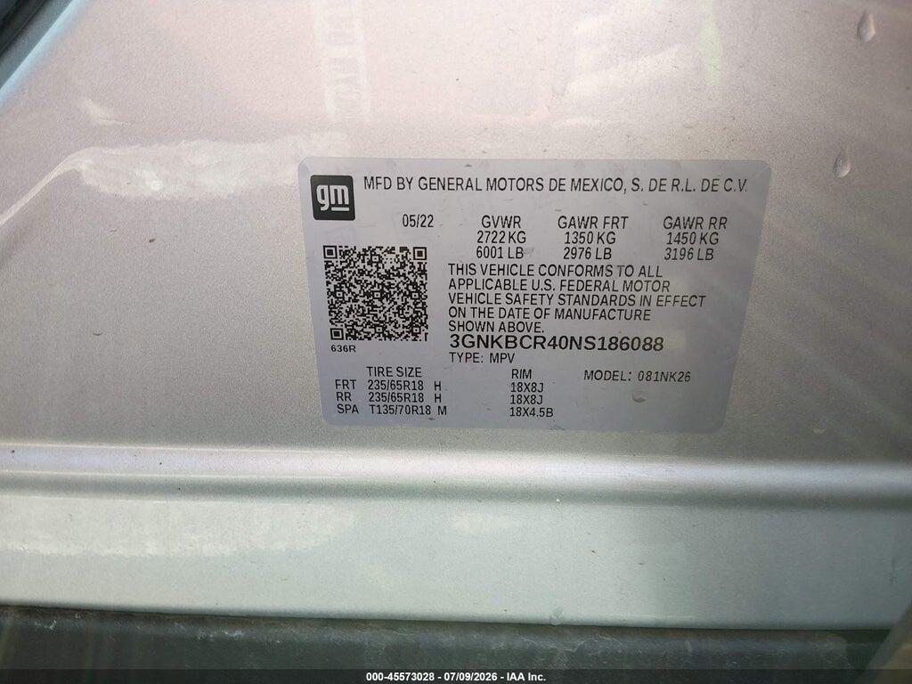 3GNKBCR40NS186088 2022 CHEVROLET BLAZER photo no. 9