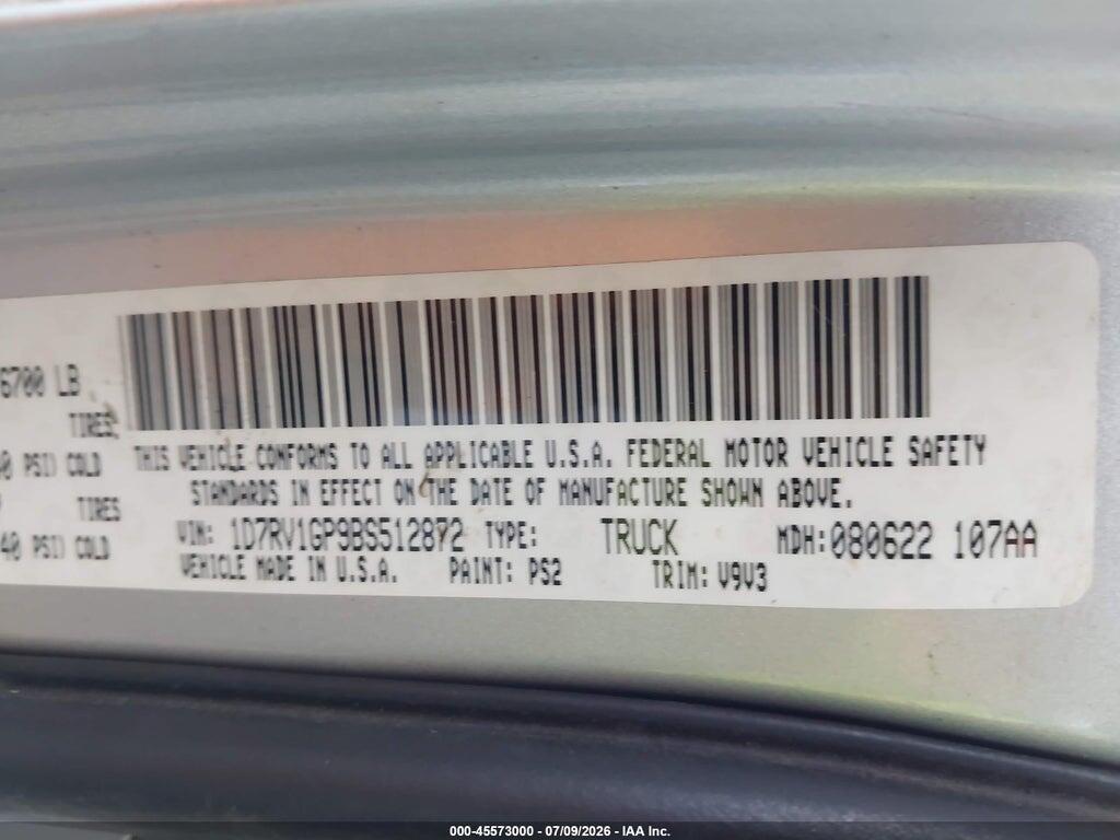 1D7RV1GP9BS512872 2011 RAM RAM 1500 photo no. 9