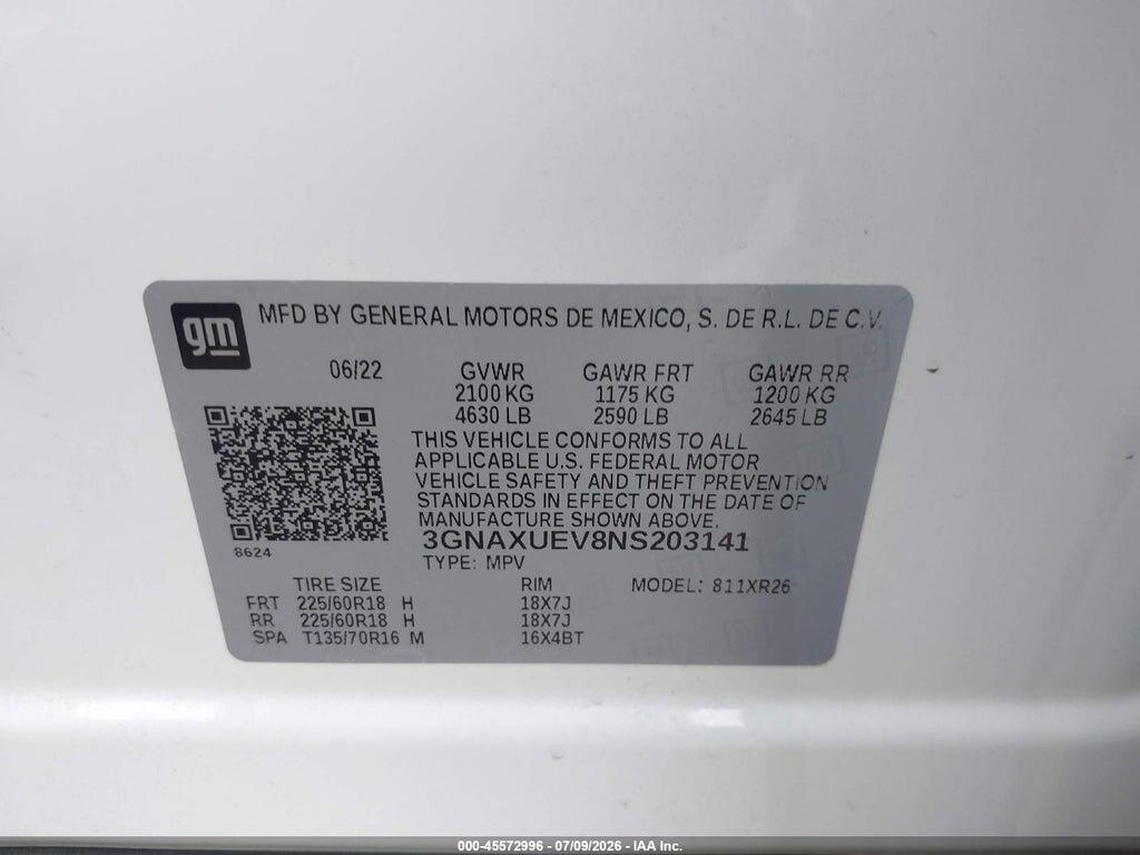 3GNAXUEV8NS203141 2022 CHEVROLET EQUINOX photo no. 9