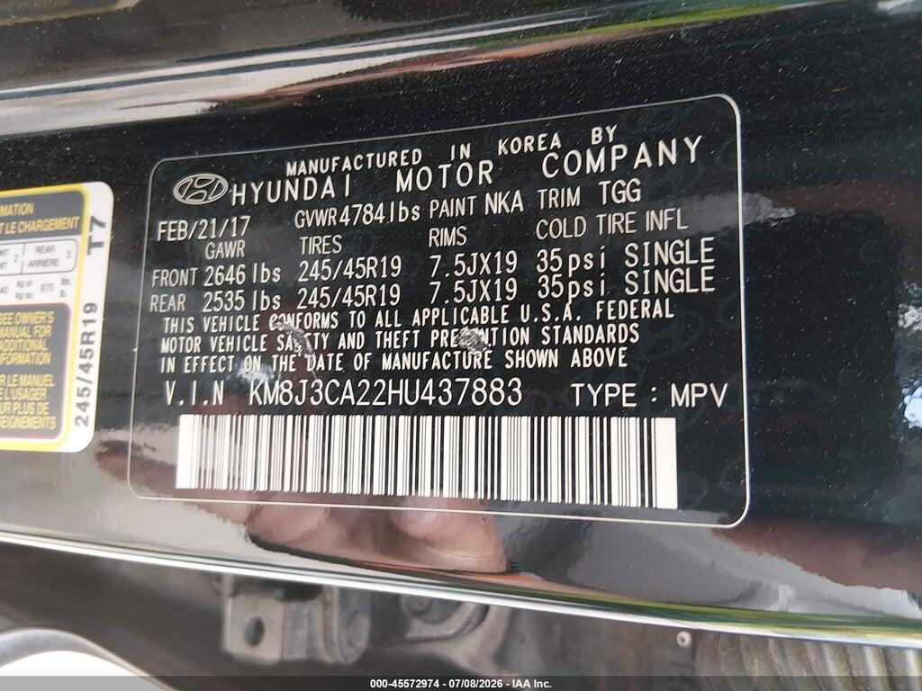 KM8J3CA22HU437883 2017 HYUNDAI TUCSON photo no. 9
