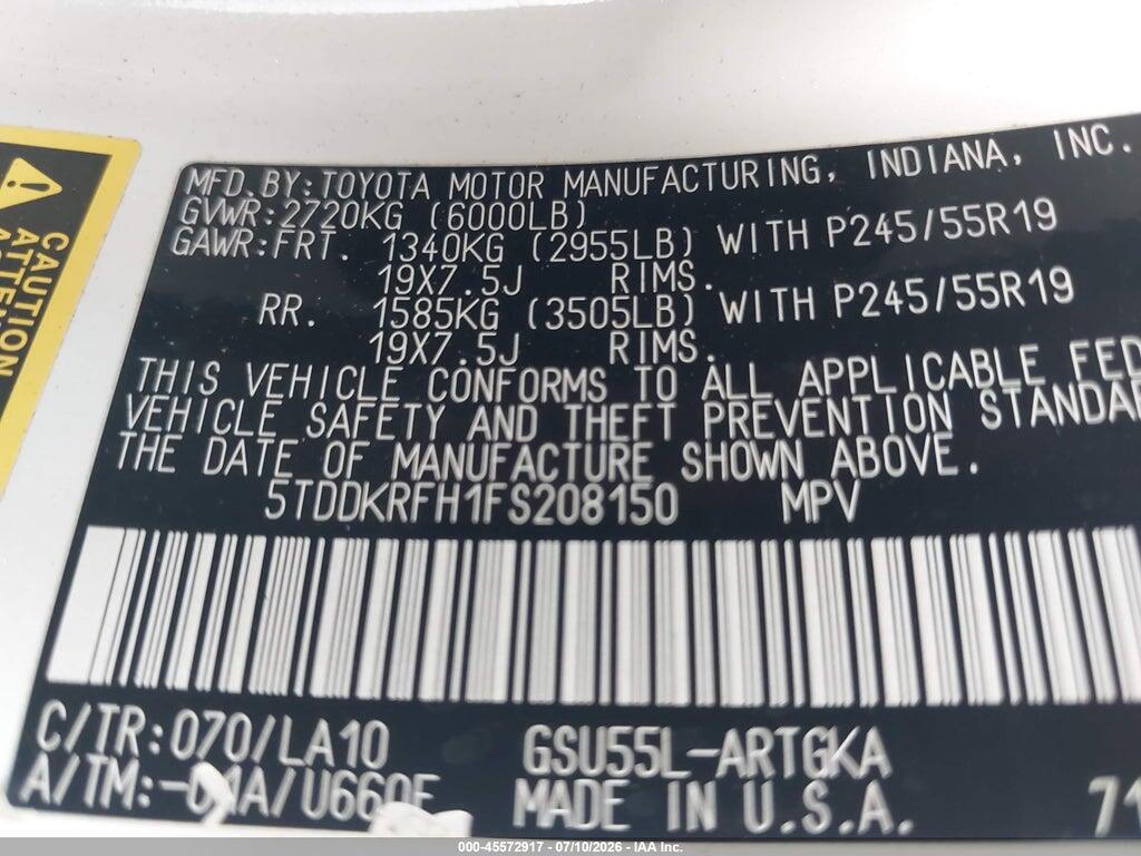 5TDDKRFH1FS208150 2015 TOYOTA HIGHLANDER photo no. 9