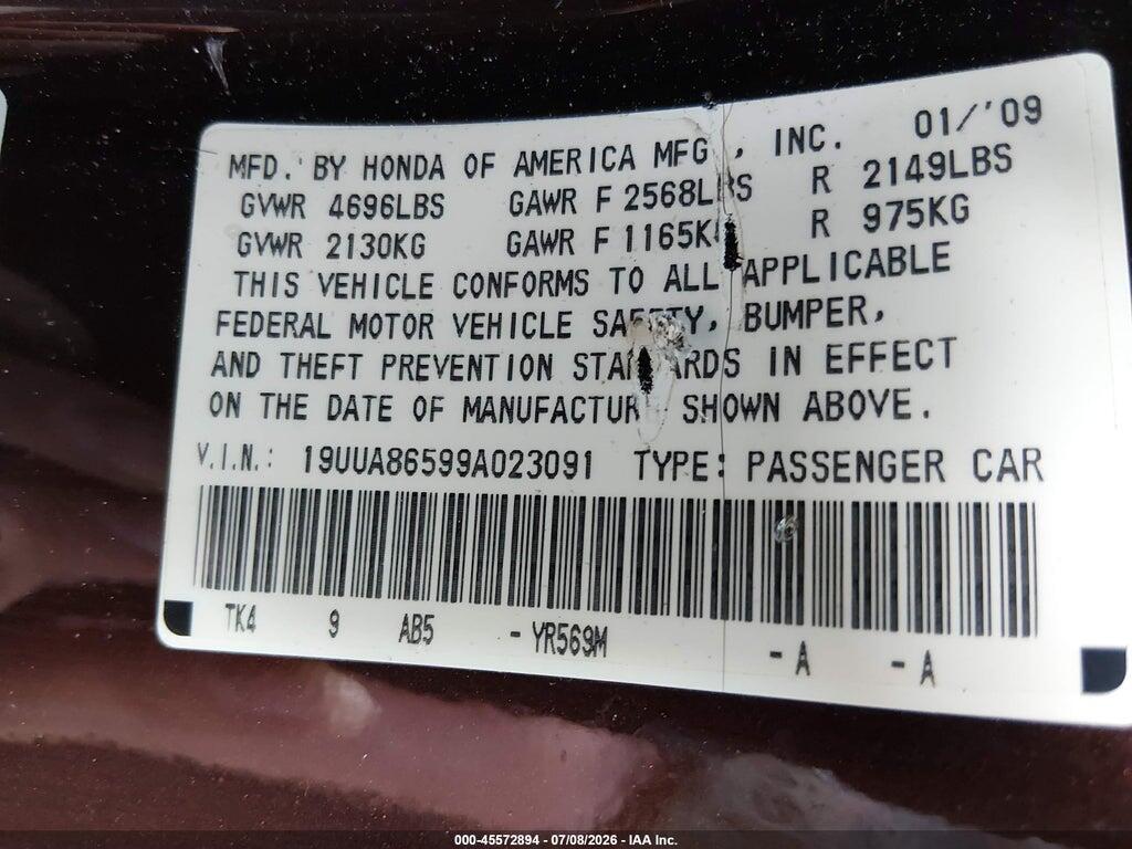 19UUA86599A023091 2009 ACURA TL photo no. 9