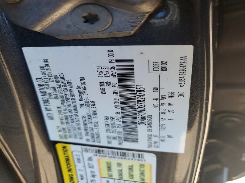 3FA6P0HD2KR247851 2019 FORD FUSION photo no. 12