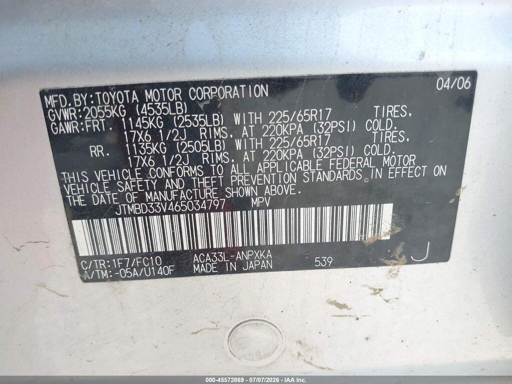 JTMBD33V465034797 2006 TOYOTA RAV4 photo no. 9