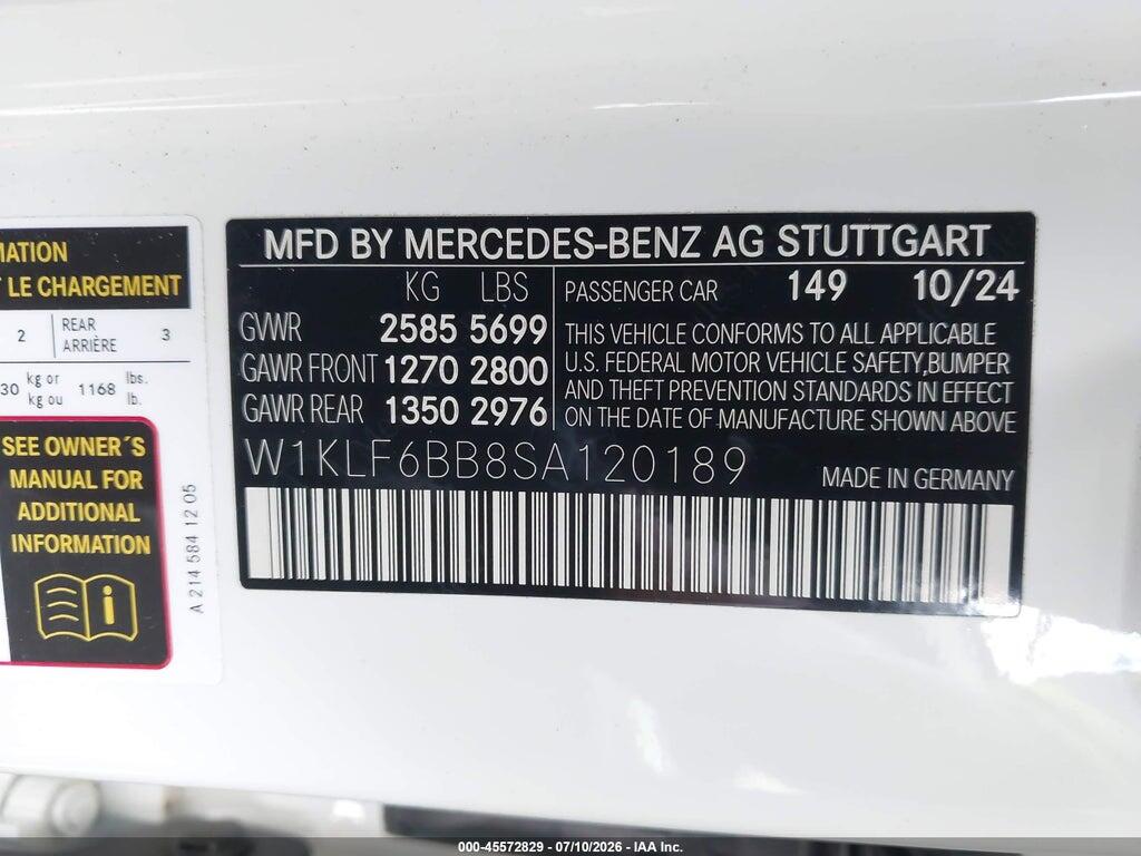 W1KLF6BB8SA120189 2025 MERCEDES-BENZ E 450 photo no. 9