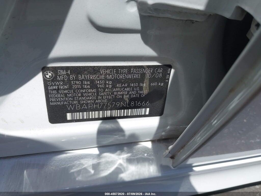 WBAPH77579NL81666 2009 BMW 328I photo no. 9