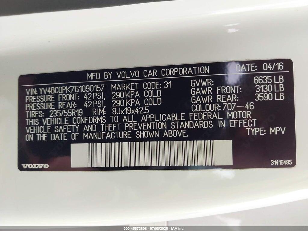 YV4BC0PK7G1090157 2016 VOLVO XC90 HYBRID photo no. 9