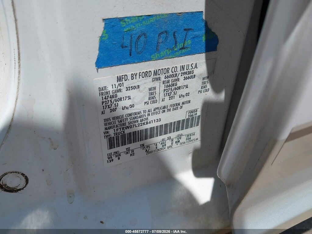 1FTRW07L22KB41133 2002 FORD F-150 photo no. 9