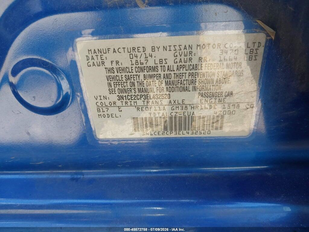 3N1CE2CP3EL432520 2014 NISSAN VERSA NOTE photo no. 9