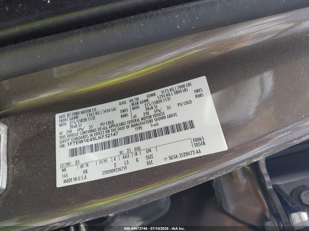 1FTEW1E45LKF32147 2020 FORD F-150 photo no. 9