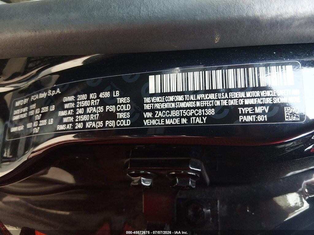 ZACCJBBT5GPC81388 2016 JEEP RENEGADE photo no. 9