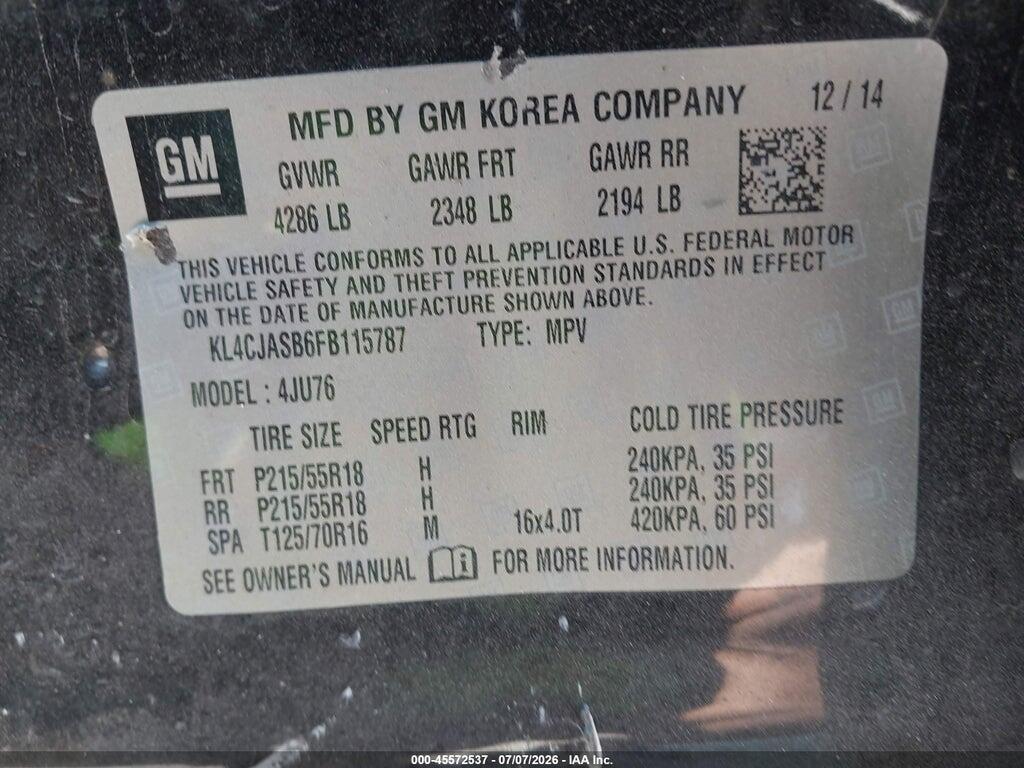 KL4CJASB6FB115787 2015 BUICK ENCORE photo no. 9