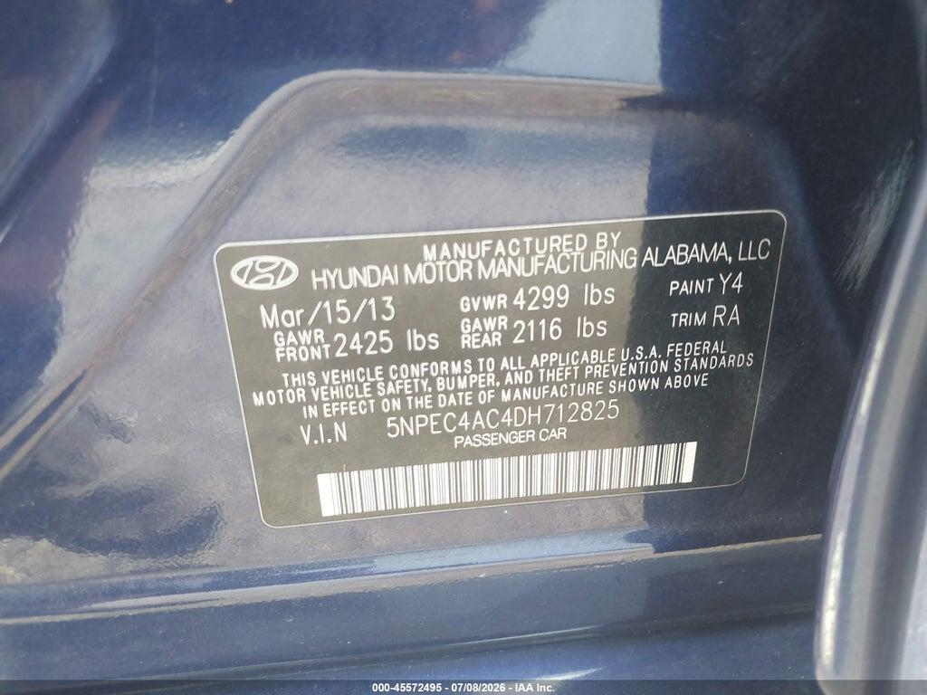 5NPEC4AC4DH712825 2013 HYUNDAI SONATA photo no. 9