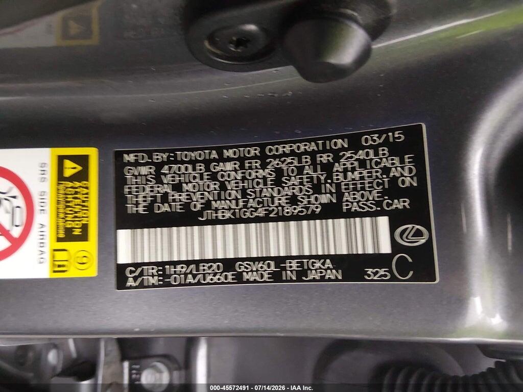 JTHBK1GG4F2189579 2015 LEXUS ES 350 photo no. 9